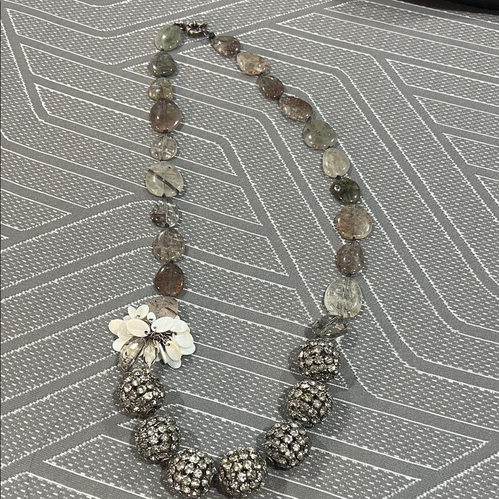 Elegant Silver and Gray Beaded Necklace